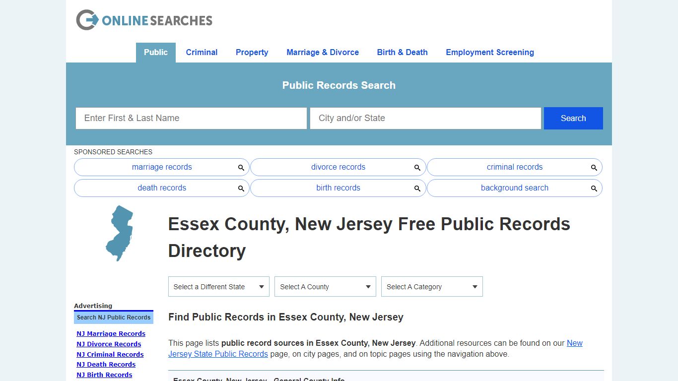 Essex County, New Jersey Public Records Directory